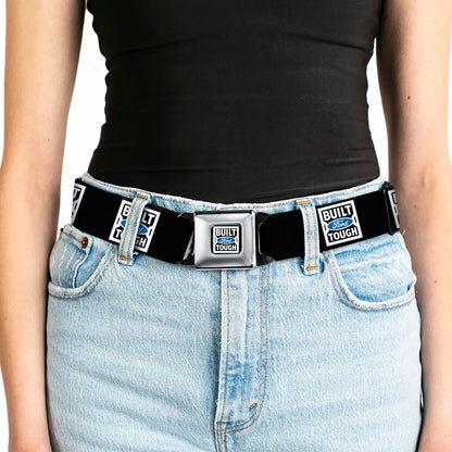BUILT FORD TOUGH Logo2 Full Color Black White Blue Seatbelt Belt - BUILT FORD TOUGH Logo2 Black/White/Blue Webbing