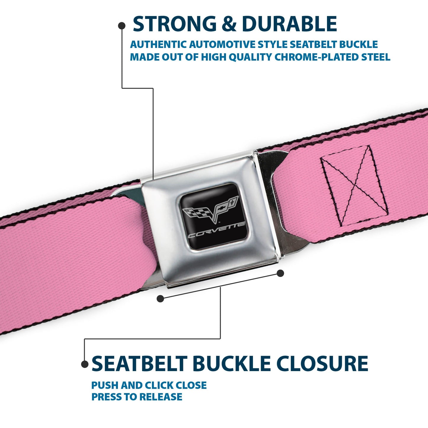 C6 Seatbelt Belt - Baby Pink Webbing