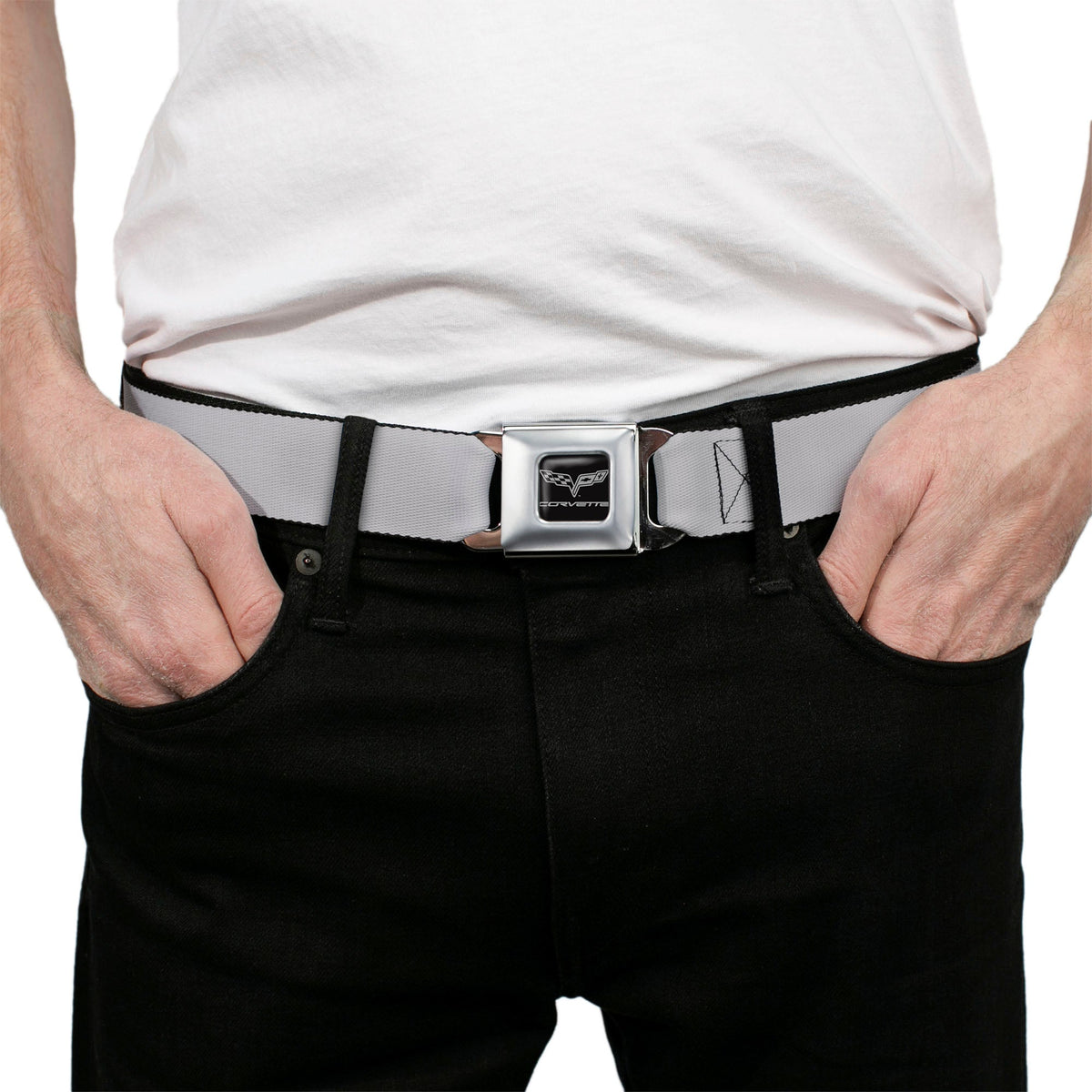C6 Seatbelt Belt - Silver Webbing