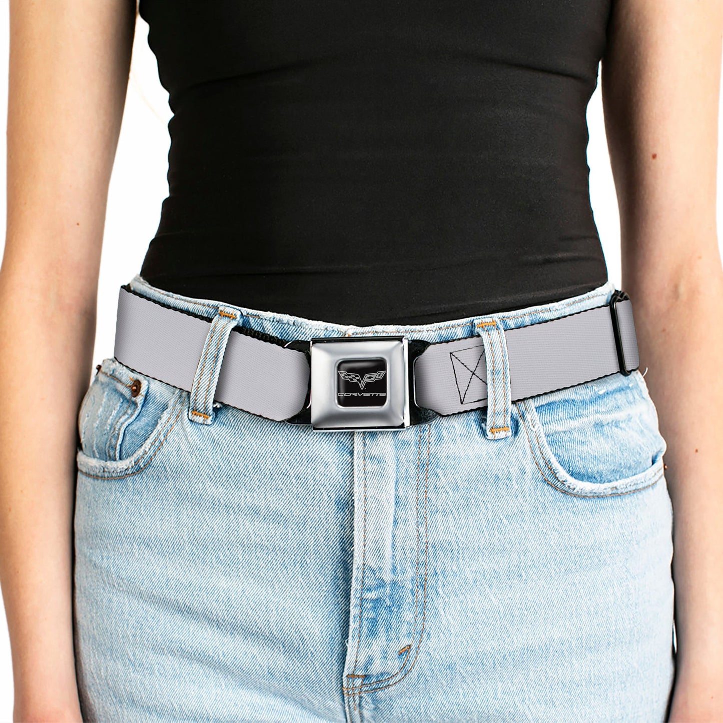 C6 Seatbelt Belt - Silver Webbing