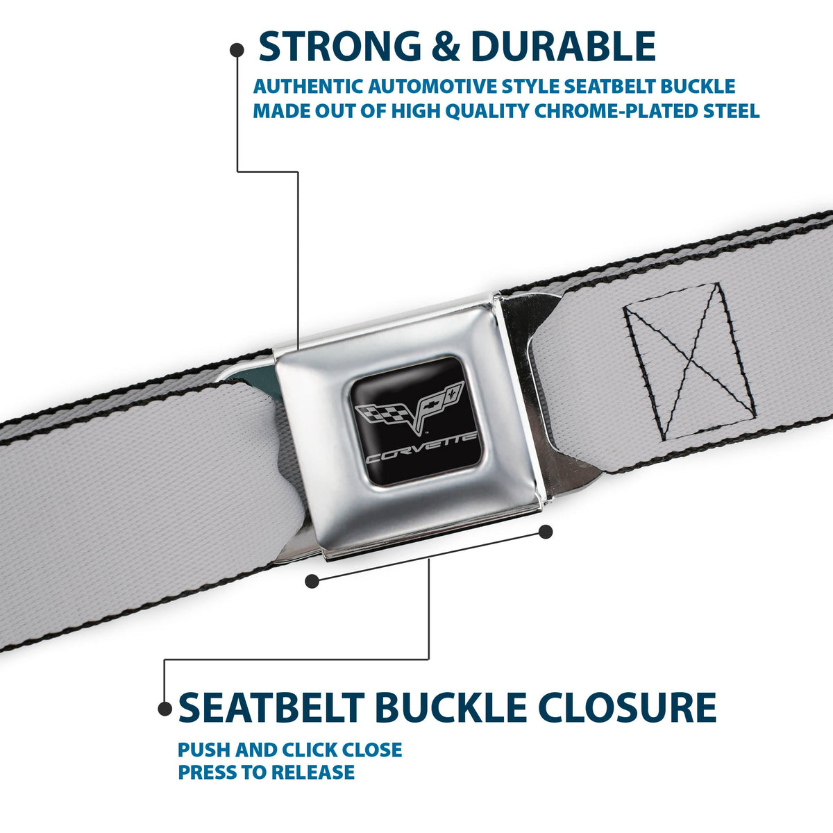 C6 Seatbelt Belt - Silver Webbing