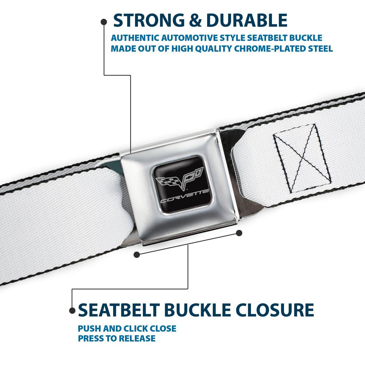 C6 Seatbelt Belt - White Webbing