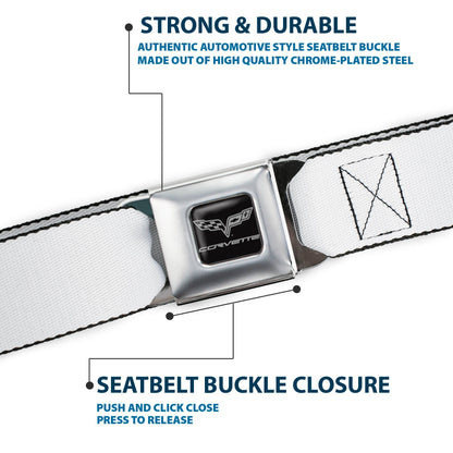 C6 Seatbelt Belt - White Webbing