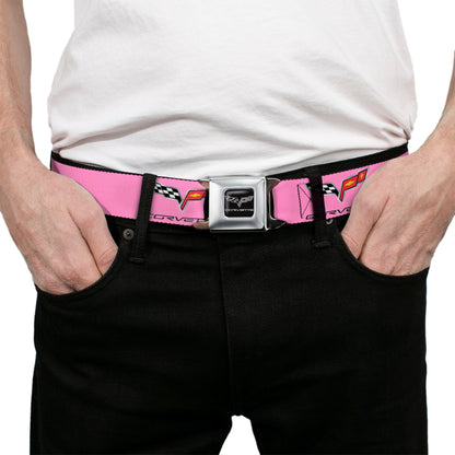 C6 Seatbelt Belt - C6 Logo REPEAT Pink/Black Webbing