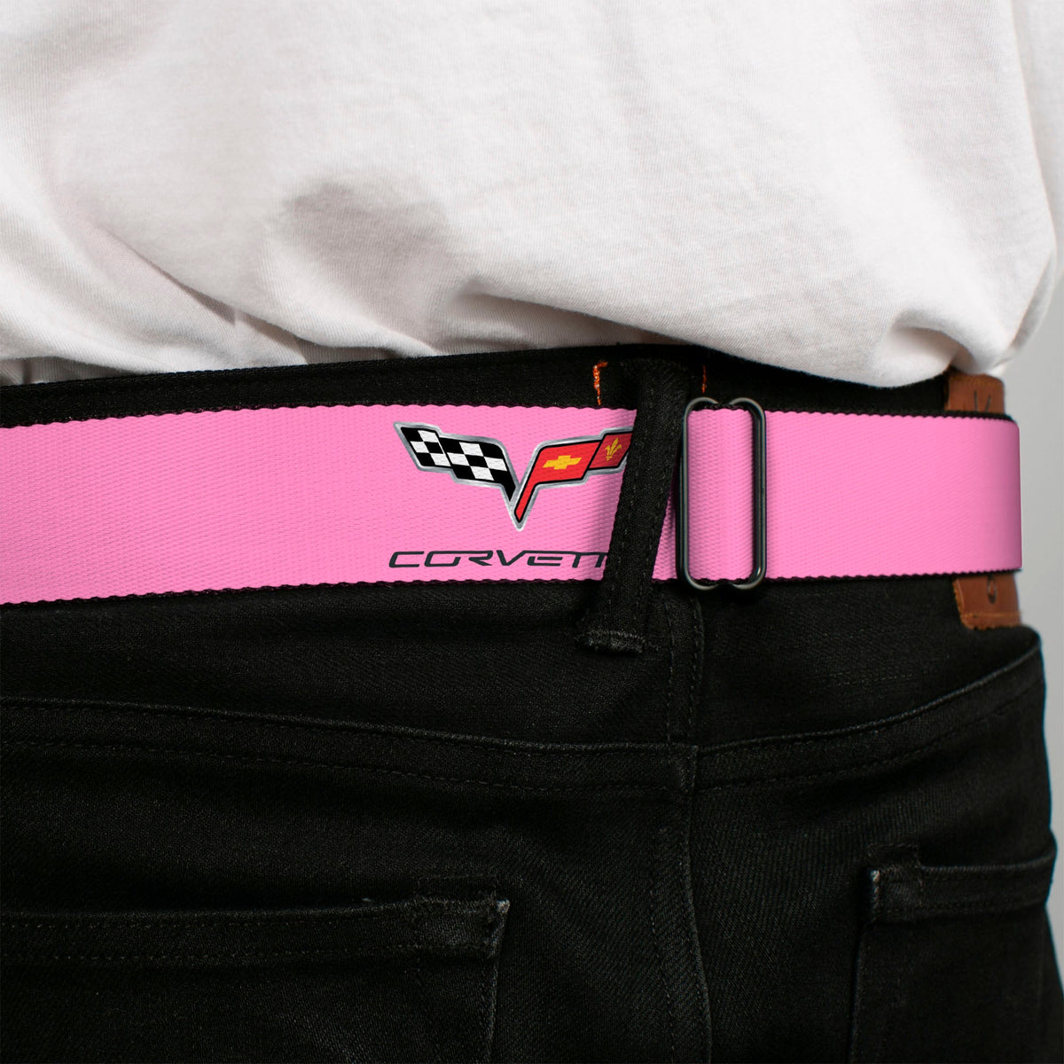 C6 Seatbelt Belt - C6 Logo REPEAT Pink/Black Webbing