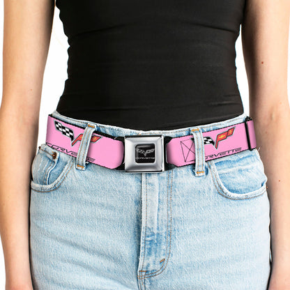 C6 Seatbelt Belt - C6 Logo REPEAT Pink/Black Webbing