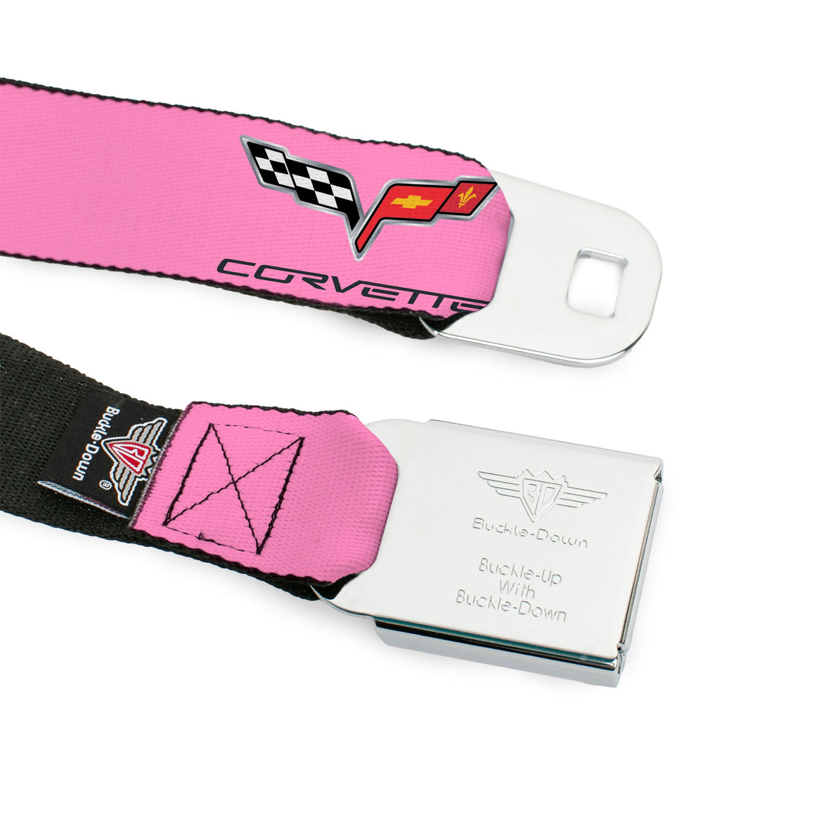 C6 Seatbelt Belt - C6 Logo REPEAT Pink/Black Webbing