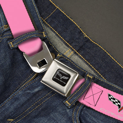 C6 Seatbelt Belt - C6 Logo Pink/Silver Webbing