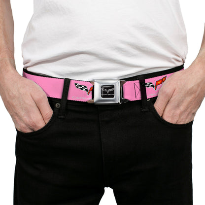 C6 Seatbelt Belt - C6 Logo Pink/Silver Webbing