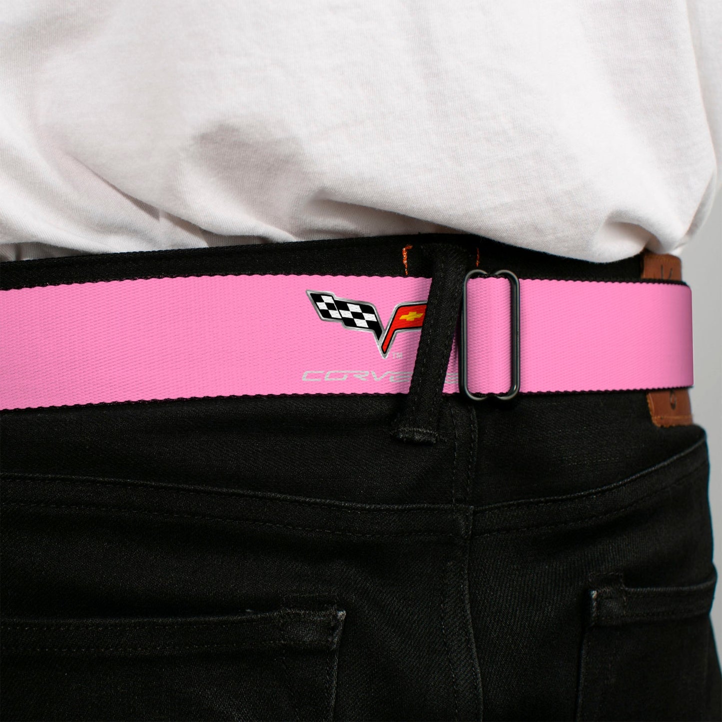 C6 Seatbelt Belt - C6 Logo Pink/Silver Webbing