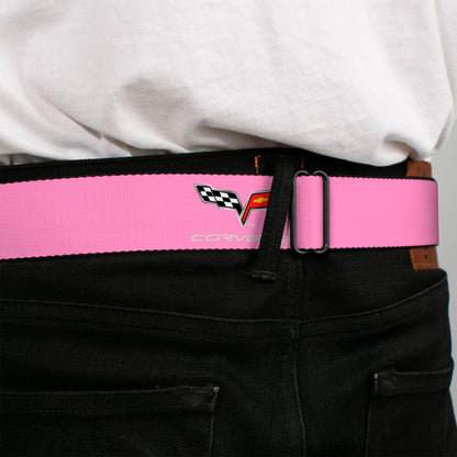 C6 Seatbelt Belt - C6 Logo Pink/Silver Webbing