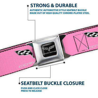 C6 Seatbelt Belt - C6 Logo Pink/Silver Webbing