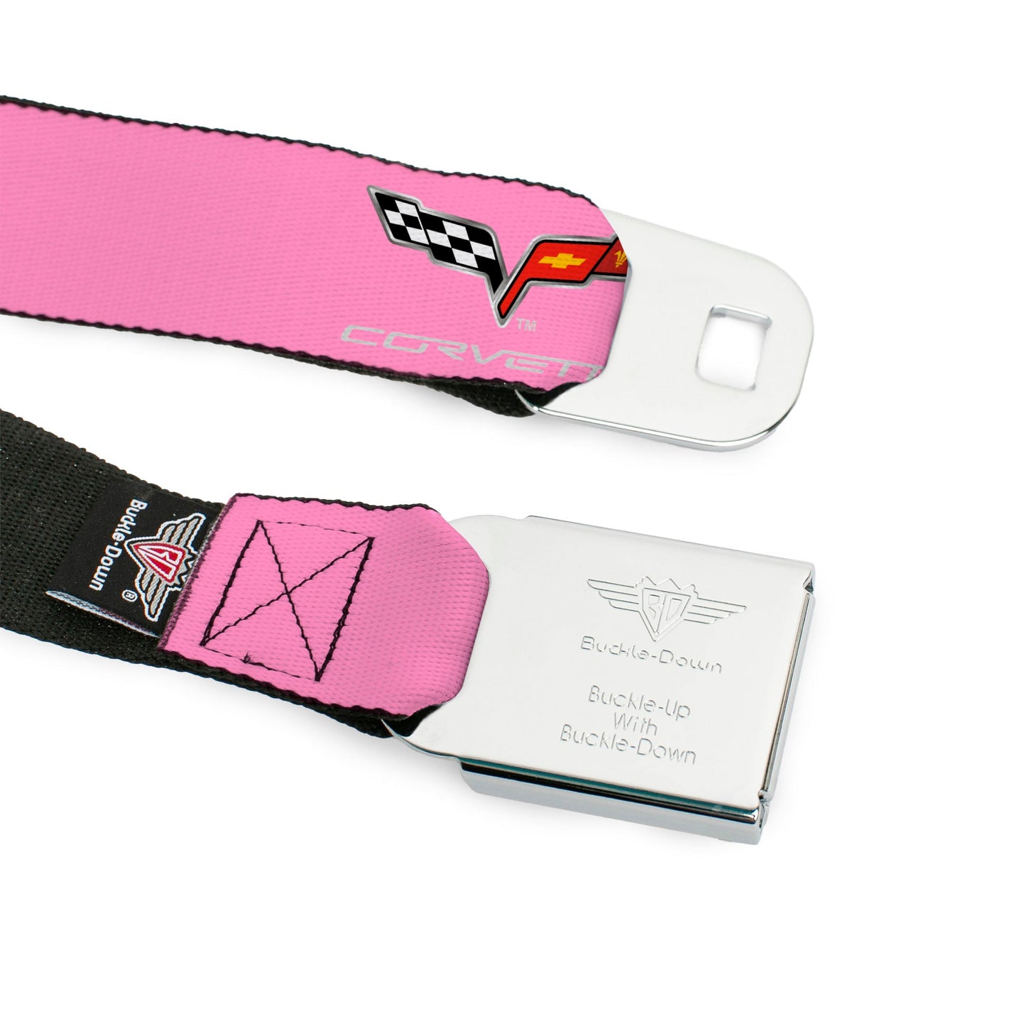 C6 Seatbelt Belt - C6 Logo Pink/Silver Webbing