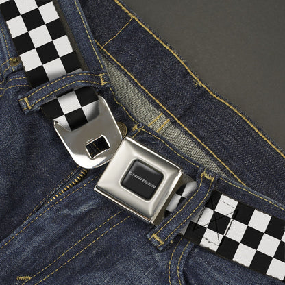 CHARGER Text Seatbelt Belt - Checker Black/White Webbing