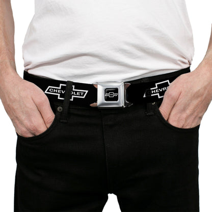 1965 CHEVROLET Bowtie Full Color Black White Seatbelt Belt - 1965 CHEVROLET Bowtie Black/White Webbing