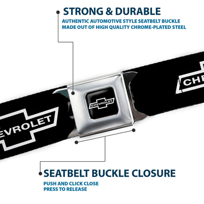 1965 CHEVROLET Bowtie Full Color Black White Seatbelt Belt - 1965 CHEVROLET Bowtie Black/White Webbing