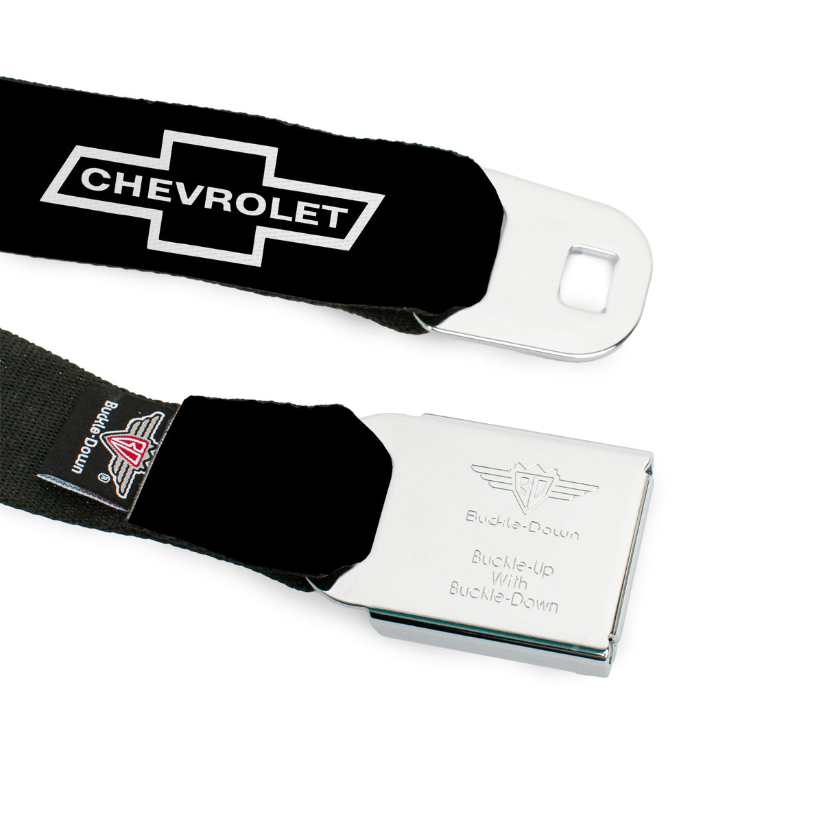 1965 CHEVROLET Bowtie Full Color Black White Seatbelt Belt - 1965 CHEVROLET Bowtie Black/White Webbing