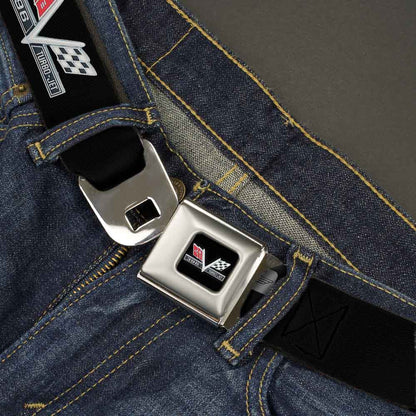 1967 Impala 396 TURBO-JET V Emblem Full Color Black Silver Red White Seatbelt Belt - 1967 Impala 396 TURBO-JET V Emblem Black/Silver/Red/White Webbing