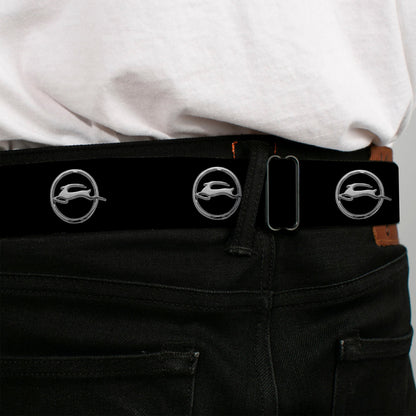 1962 Chevrolet Impala Deer Emblem Full Color Black Silver Seatbelt Belt - 1962 Chevrolet Impala Deer Emblem Black/Silver Webbing
