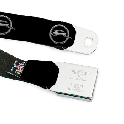 1962 Chevrolet Impala Deer Emblem Full Color Black Silver Seatbelt Belt - 1962 Chevrolet Impala Deer Emblem Black/Silver Webbing