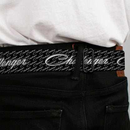 CHALLENGER Script Seatbelt Belt - CHALLENGER Repeat w/Text Black/White Webbing