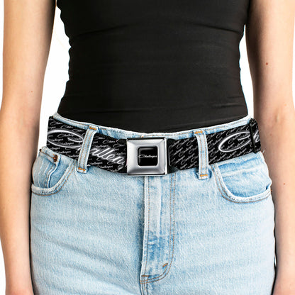CHALLENGER Script Seatbelt Belt - CHALLENGER Repeat w/Text Black/White Webbing