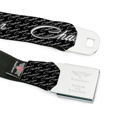 CHALLENGER Script Seatbelt Belt - CHALLENGER Repeat w/Text Black/White Webbing