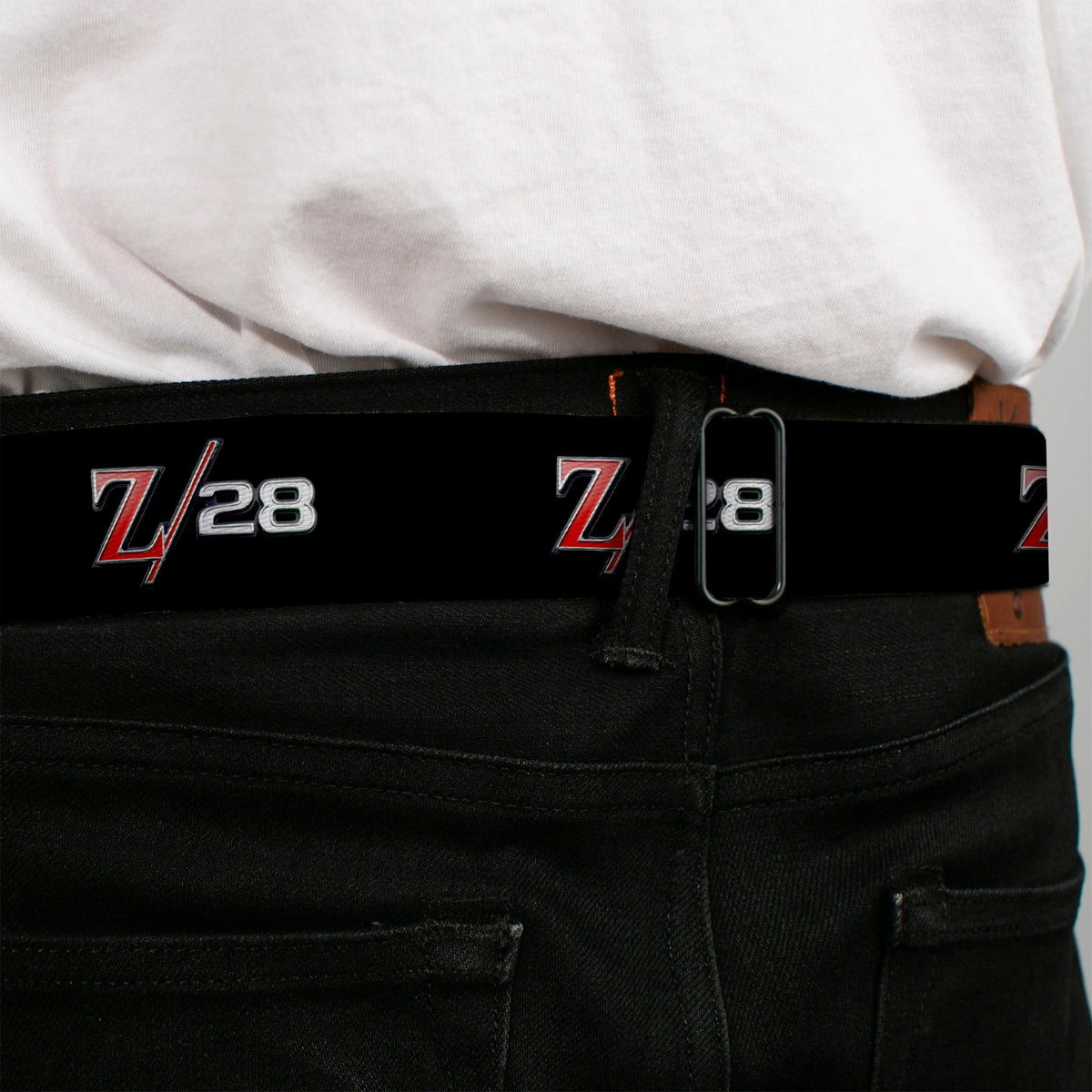 1969 Camaro Z 28 Emblem Full Color Black Silvers Red Seatbelt Belt - 1969 Camaro Z/28 Emblem Black/Silvers/Red Webbing