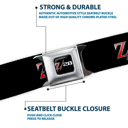 1969 Camaro Z 28 Emblem Full Color Black Silvers Red Seatbelt Belt - 1969 Camaro Z/28 Emblem Black/Silvers/Red Webbing