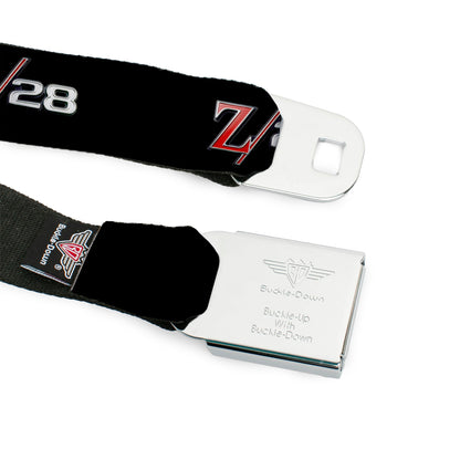 1969 Camaro Z 28 Emblem Full Color Black Silvers Red Seatbelt Belt - 1969 Camaro Z/28 Emblem Black/Silvers/Red Webbing