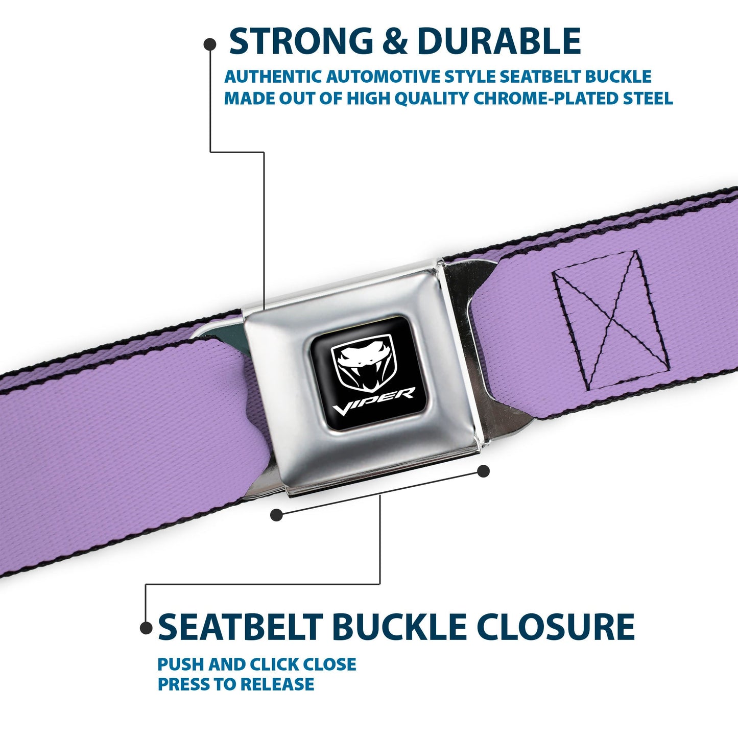 Dodge Viper Seatbelt Belt - Lavender Webbing