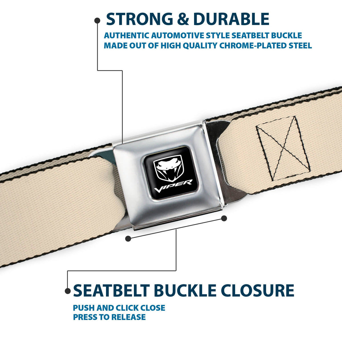 Dodge Viper Seatbelt Belt - Natural Webbing