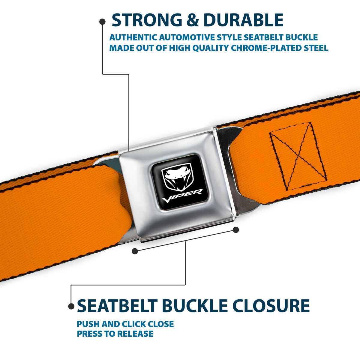 Dodge Viper Seatbelt Belt - Orange Webbing