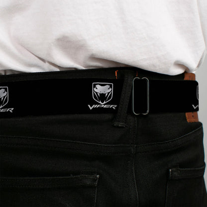 Dodge Viper Seatbelt Belt - Dodge Viper Black/Silver Logo REPEAT Webbing