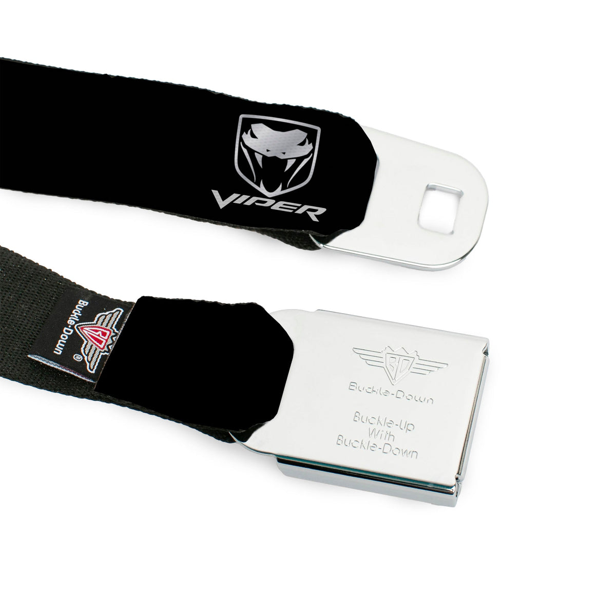 Dodge Viper Seatbelt Belt - Dodge Viper Black/Silver Logo REPEAT Webbing