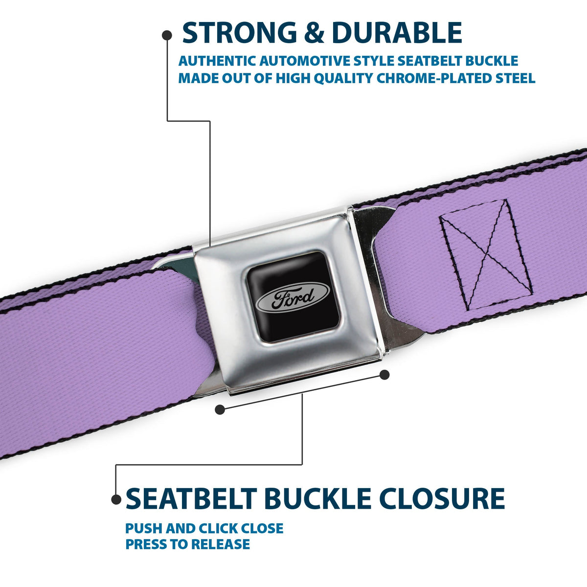 Ford Emblem Seatbelt Belt - Lavender Webbing