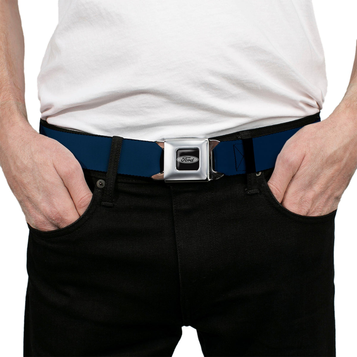 Ford Emblem Seatbelt Belt - Navy Webbing