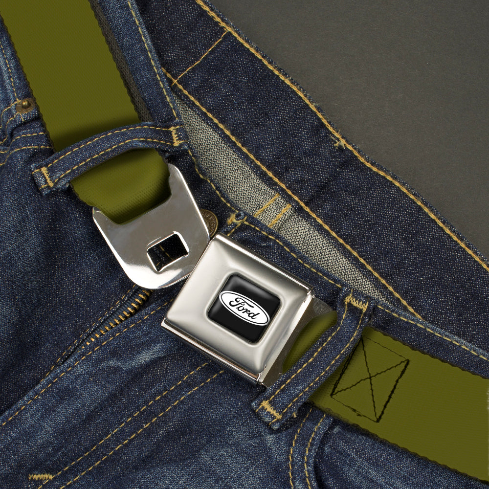 Ford Emblem Seatbelt Belt - Olive Webbing