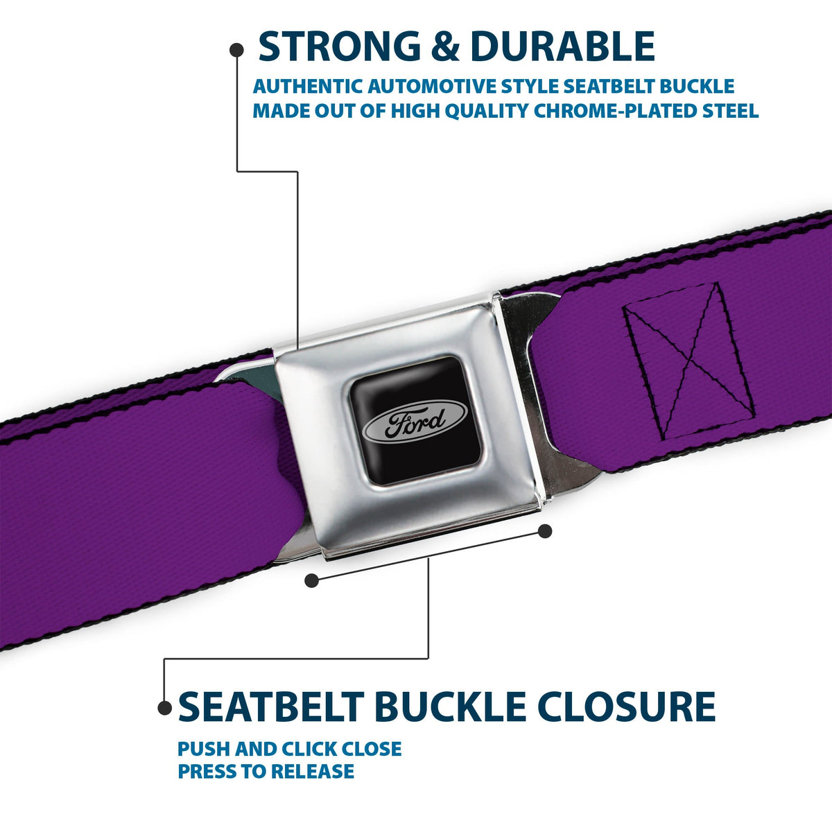 Ford Emblem Seatbelt Belt - Purple Webbing