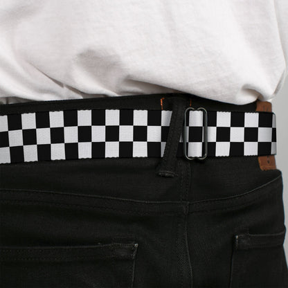 Ford Emblem Seatbelt Belt - Checker Black/White Webbing