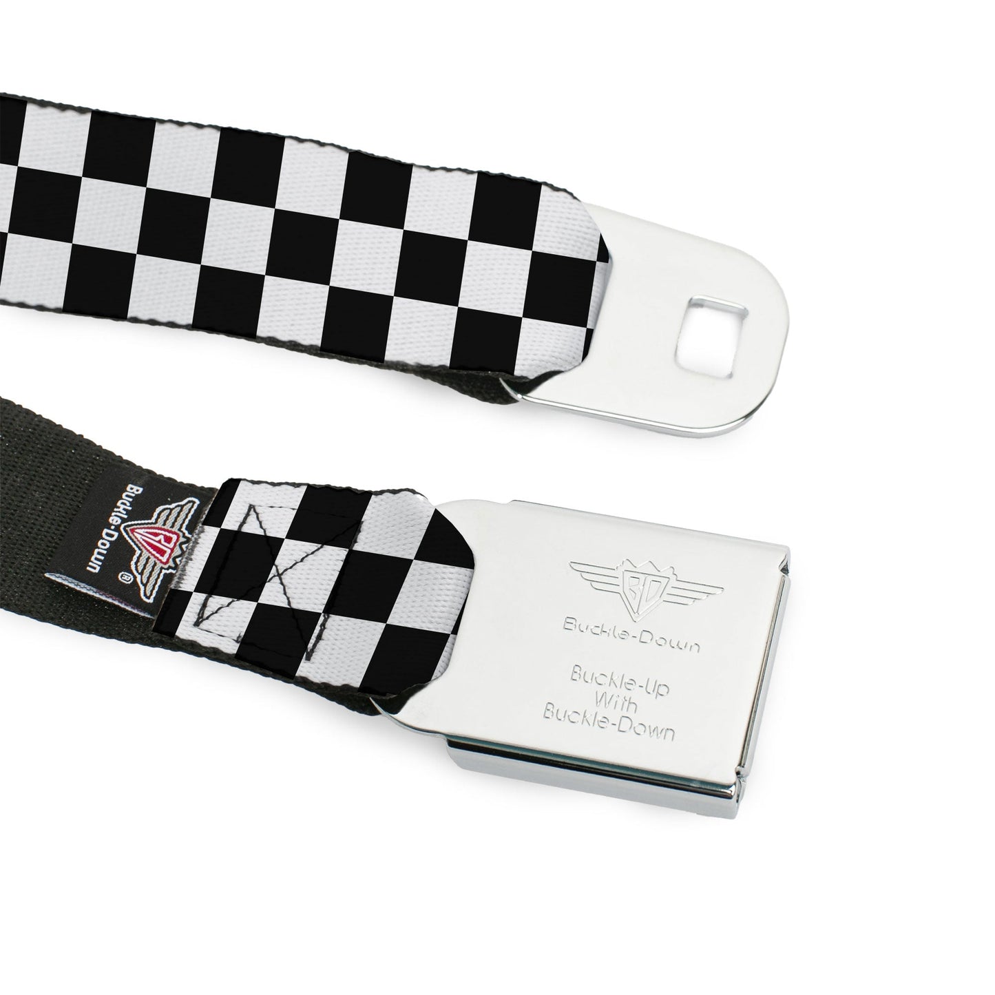 Ford Emblem Seatbelt Belt - Checker Black/White Webbing