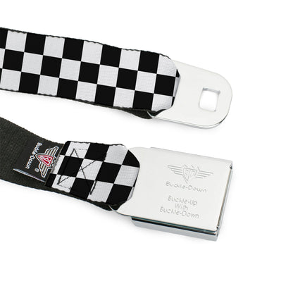 Ford Emblem Seatbelt Belt - Checker Black/White Webbing