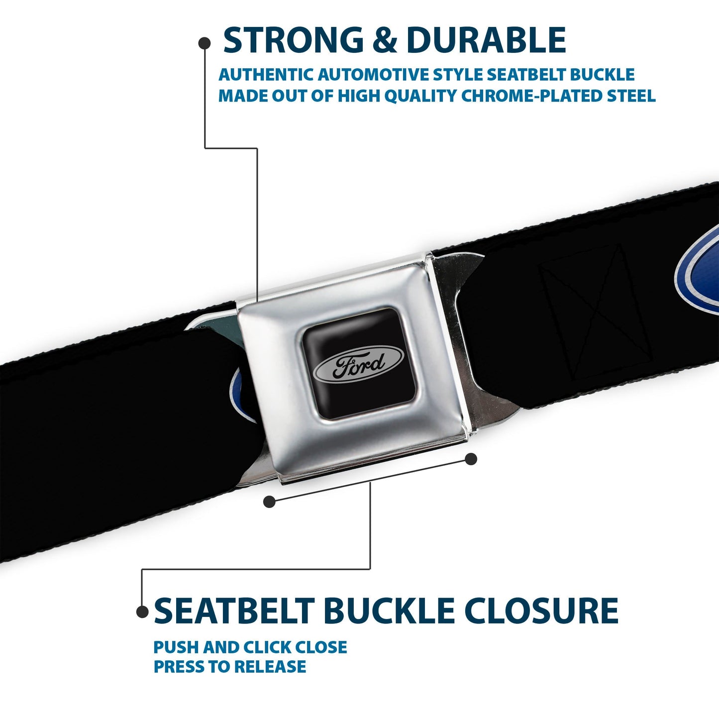 Ford Emblem Seatbelt Belt - Ford Oval Logo REPEAT Webbing