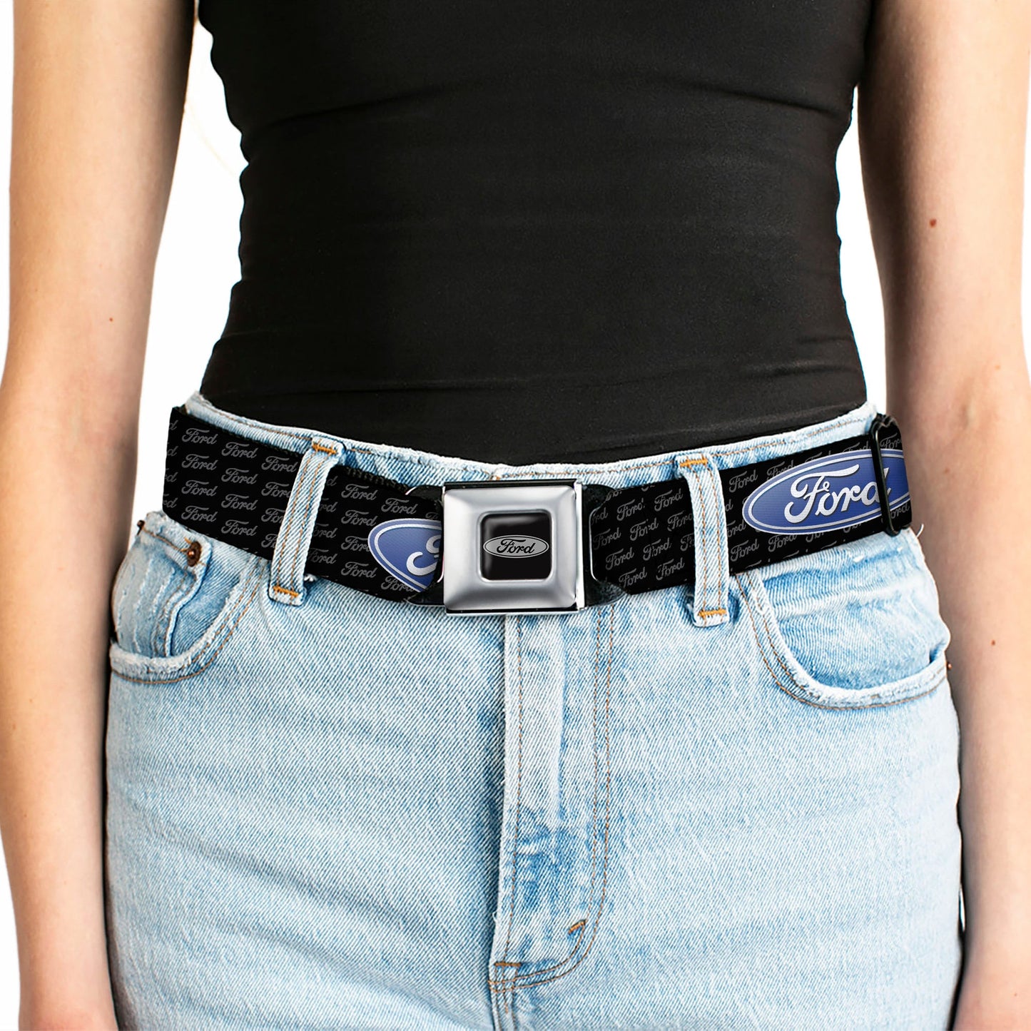 Ford Emblem Seatbelt Belt - Ford Oval REPEAT w/Text Webbing