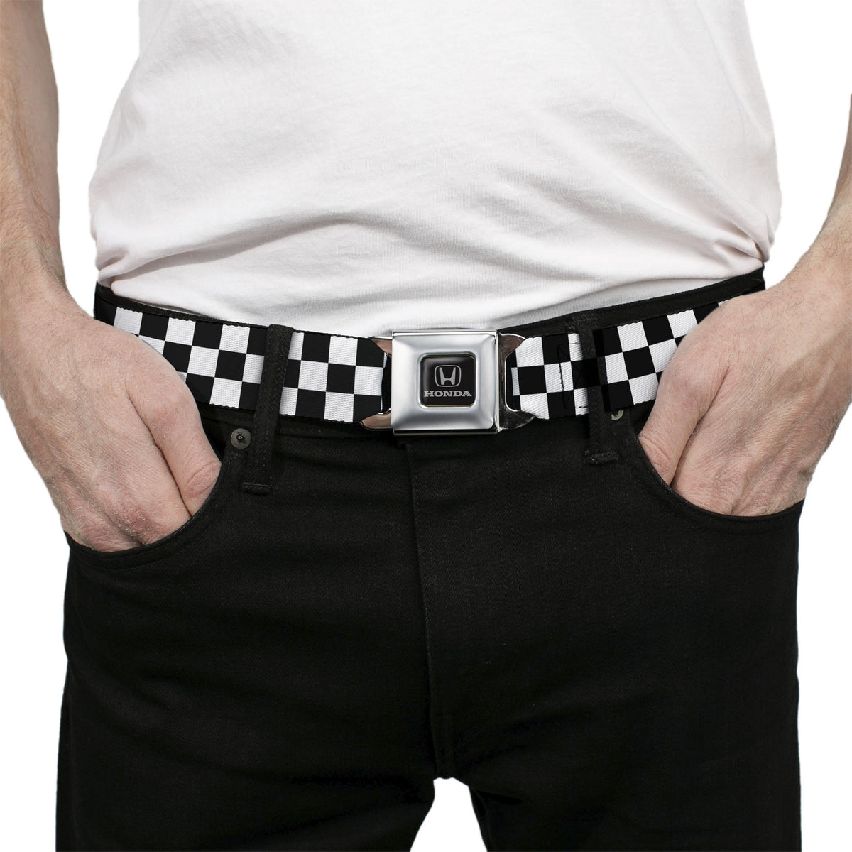 Honda Seatbelt Belt - Checker Black/White Webbing