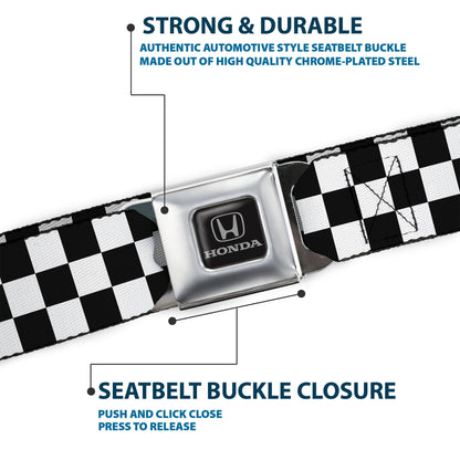 Honda Seatbelt Belt - Checker Black/White Webbing