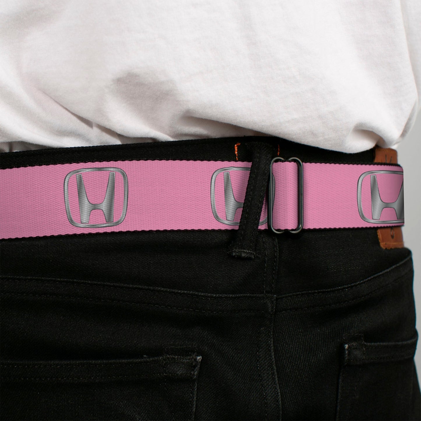 Honda Seatbelt Belt - Honda Logo Pink/Silver-Fade Webbing