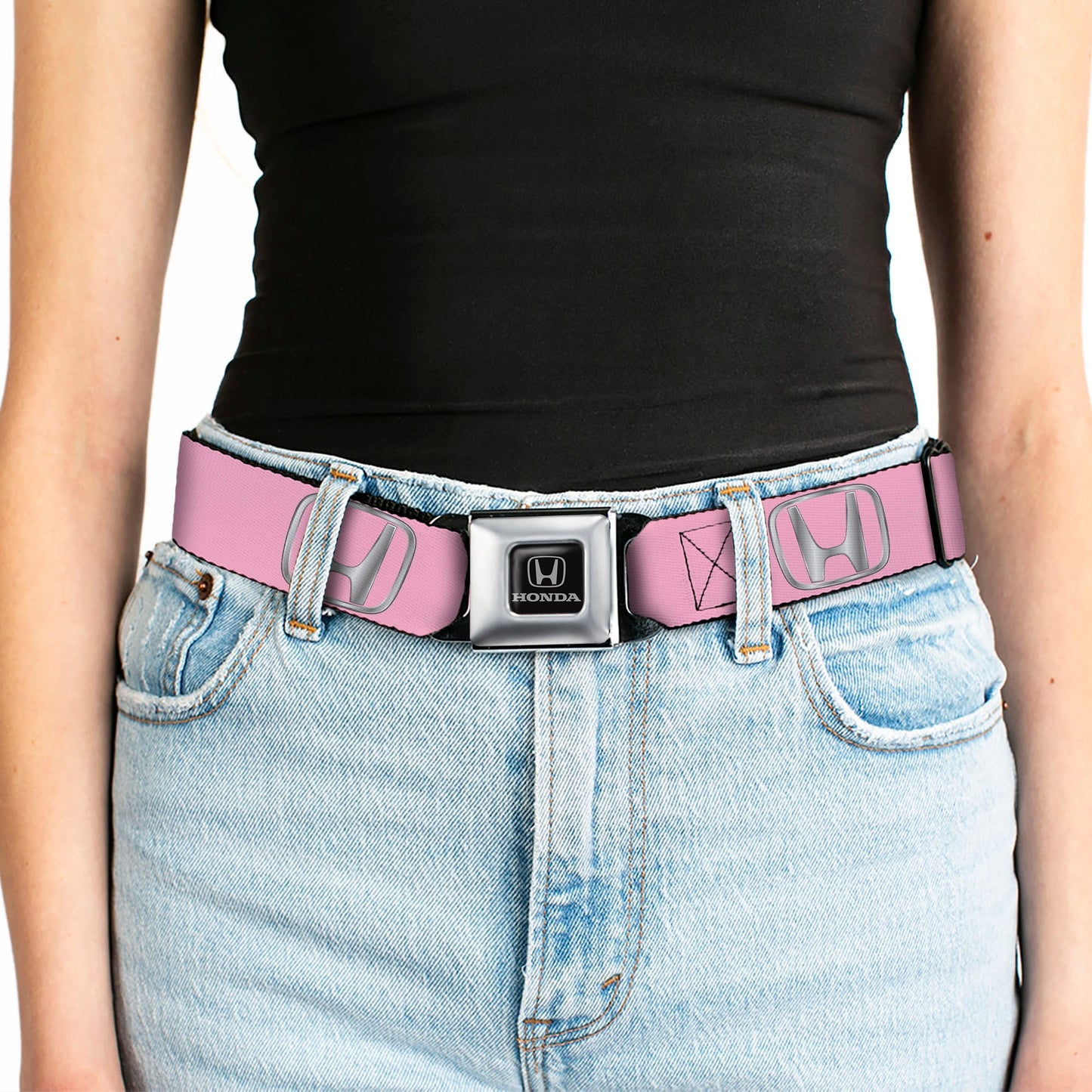 Honda Seatbelt Belt - Honda Logo Pink/Silver-Fade Webbing