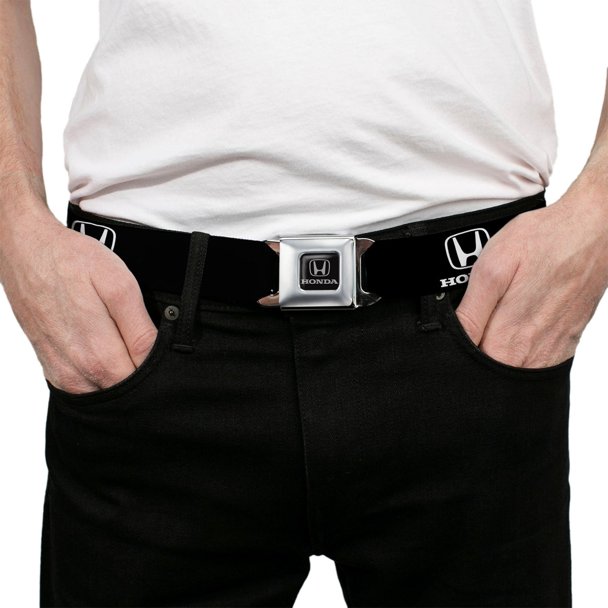 Honda Seatbelt Belt - Honda Logo Black/White Webbing