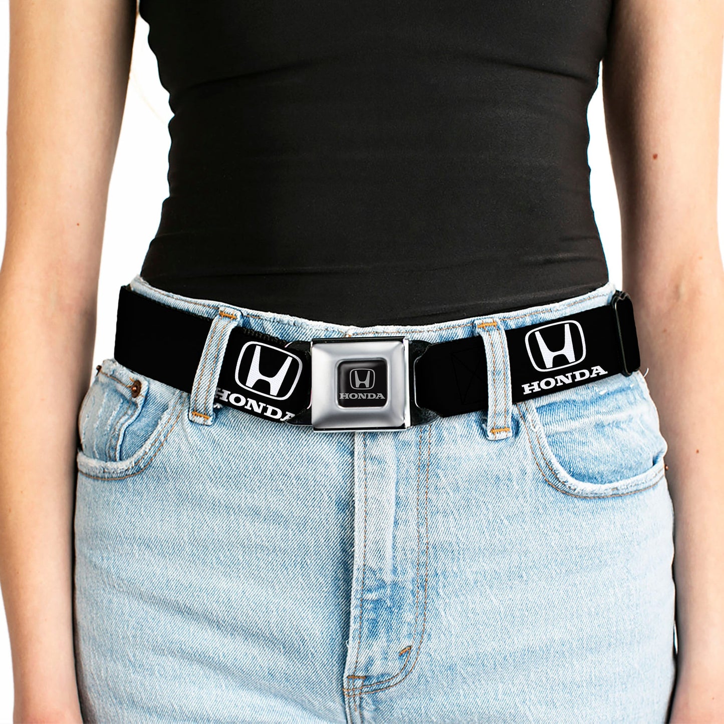Honda Seatbelt Belt - Honda Logo Black/White Webbing